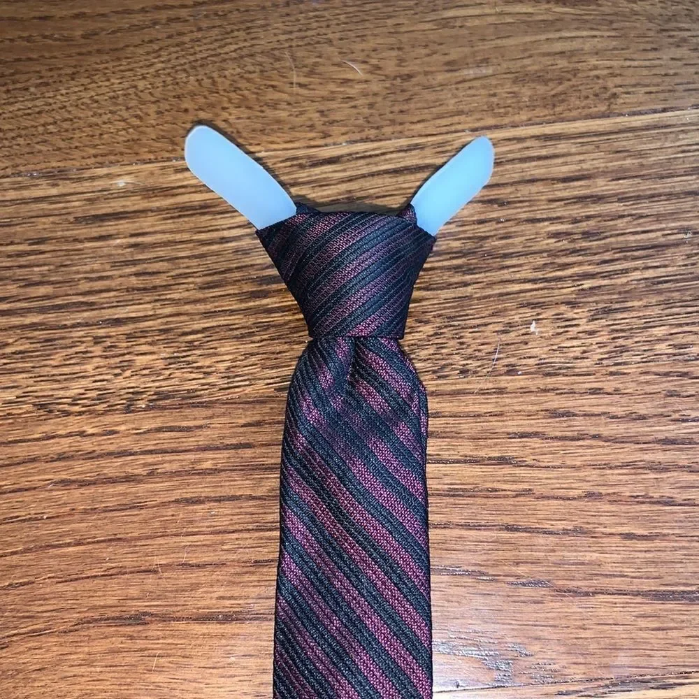 Vtg 60s burgundy & black little boys clip on tie‎